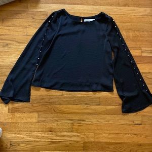 Cupcakes and cashmere long sleeve blouse with pearl sleeve detail